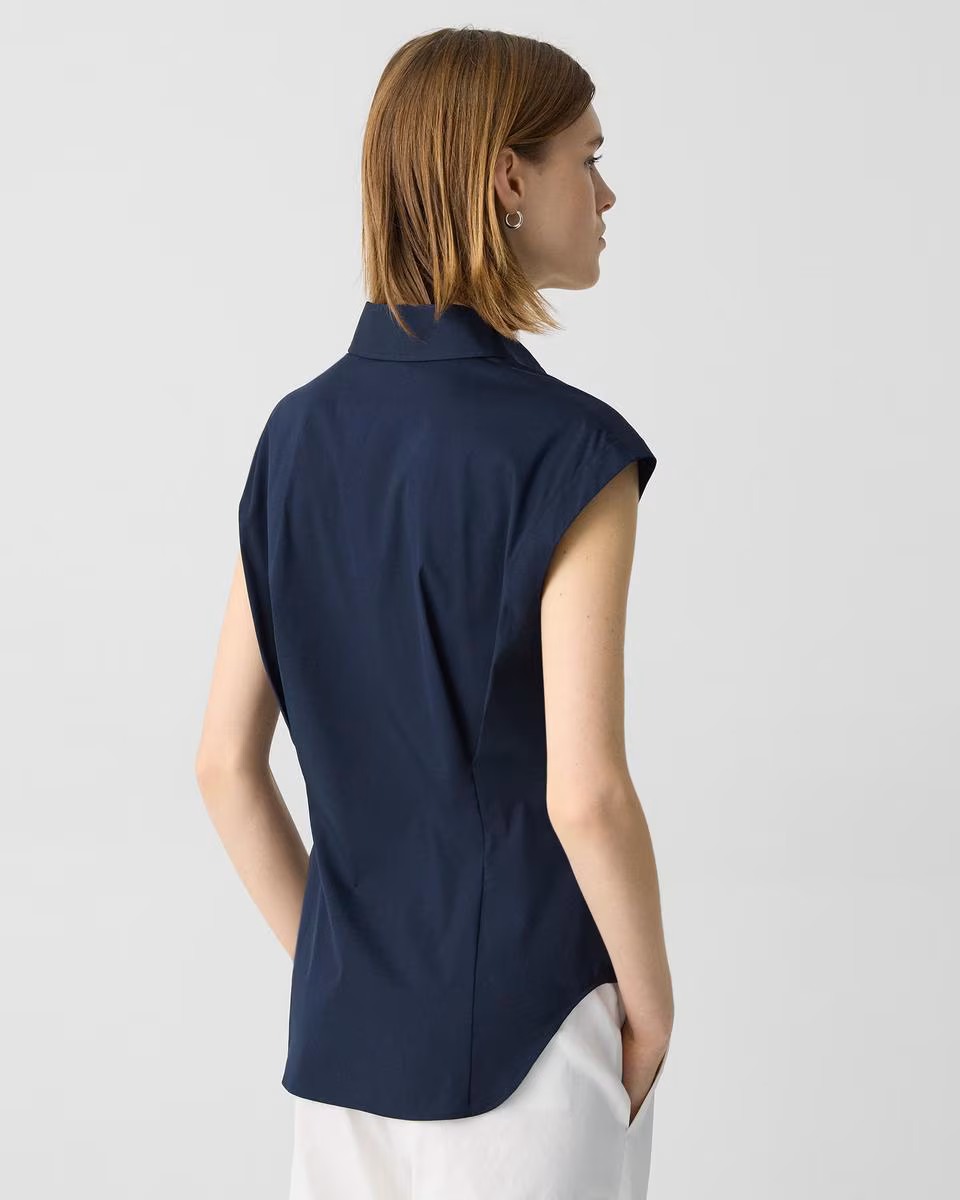 Cinched Cap Sleeve Shirt in Good Cotton