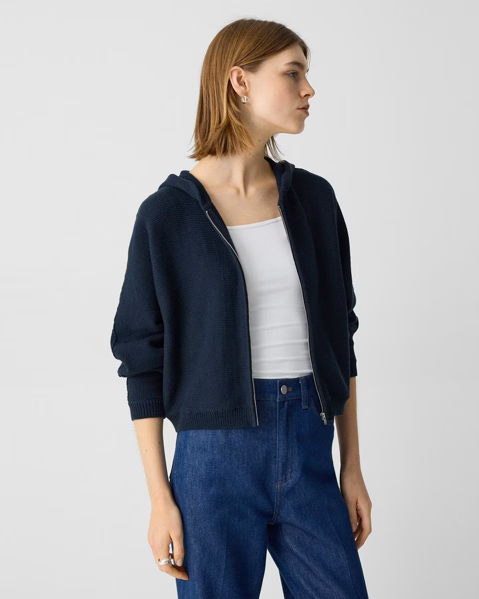 Zip-Up Hoodie in Rounded Cotton