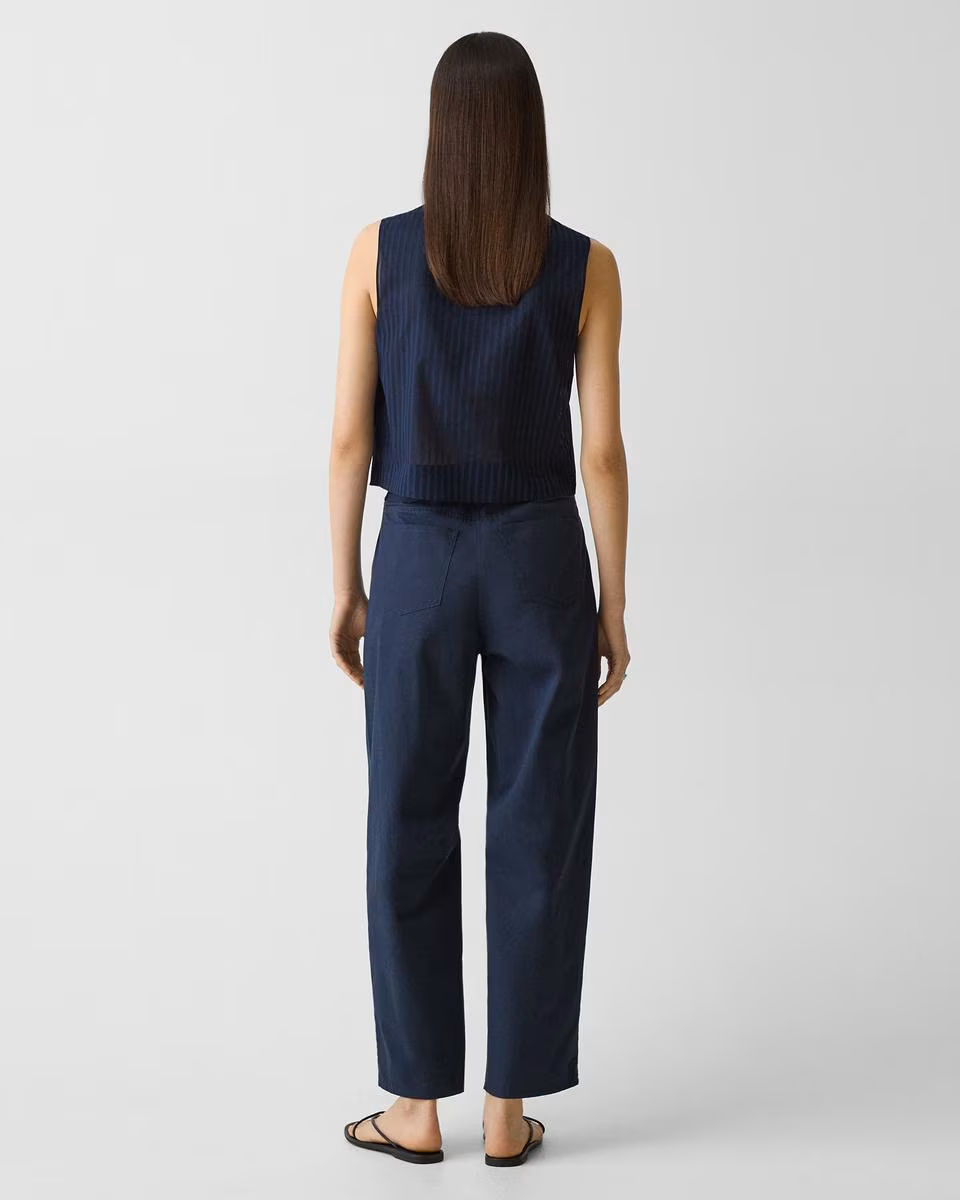 Cropped Barrel Pant in Cotton Twill