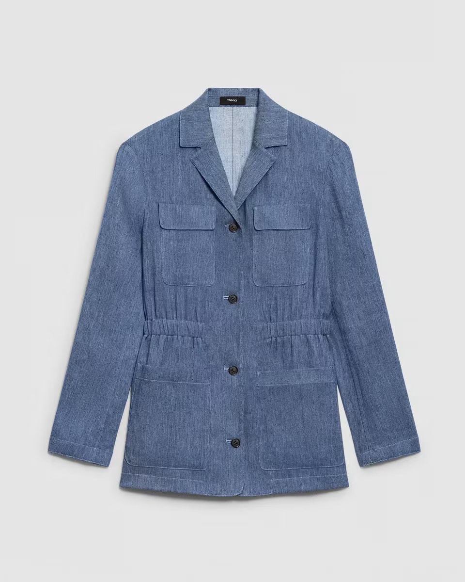 Cinched Jacket in Fluid Linen