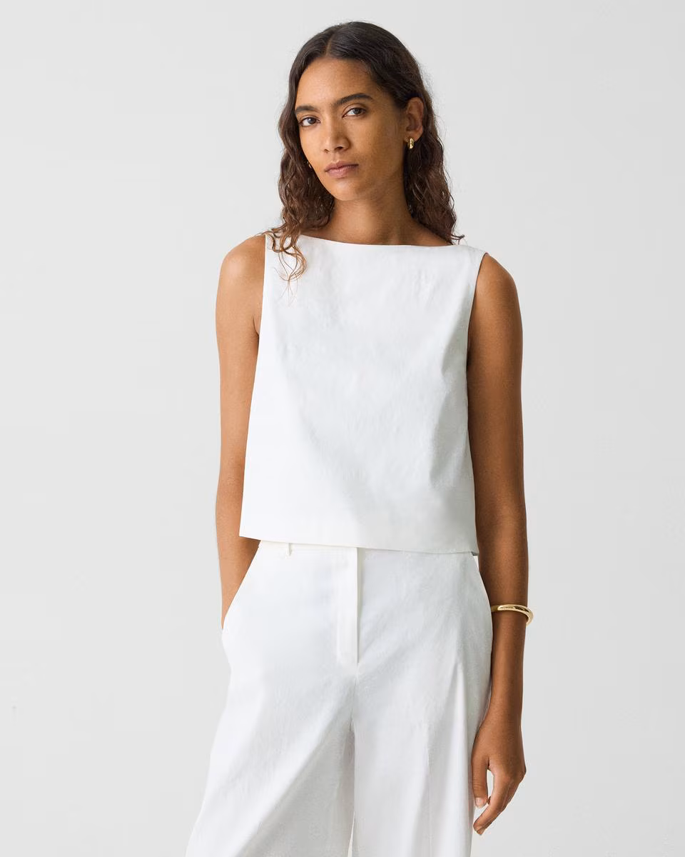 Sleeveless Boatneck Top in Good Linen