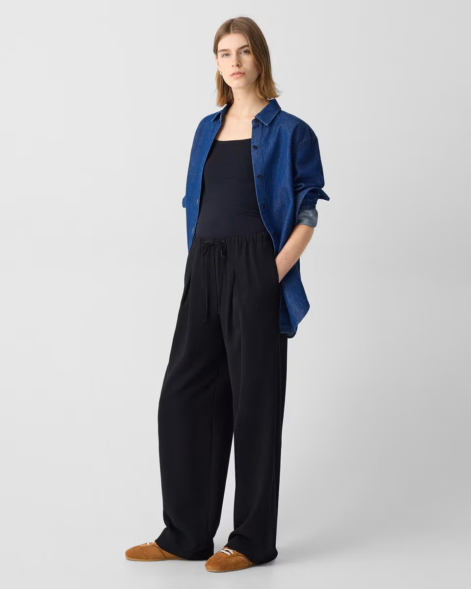 30'' Pleated Pull-On Pant in Admiral Crepe