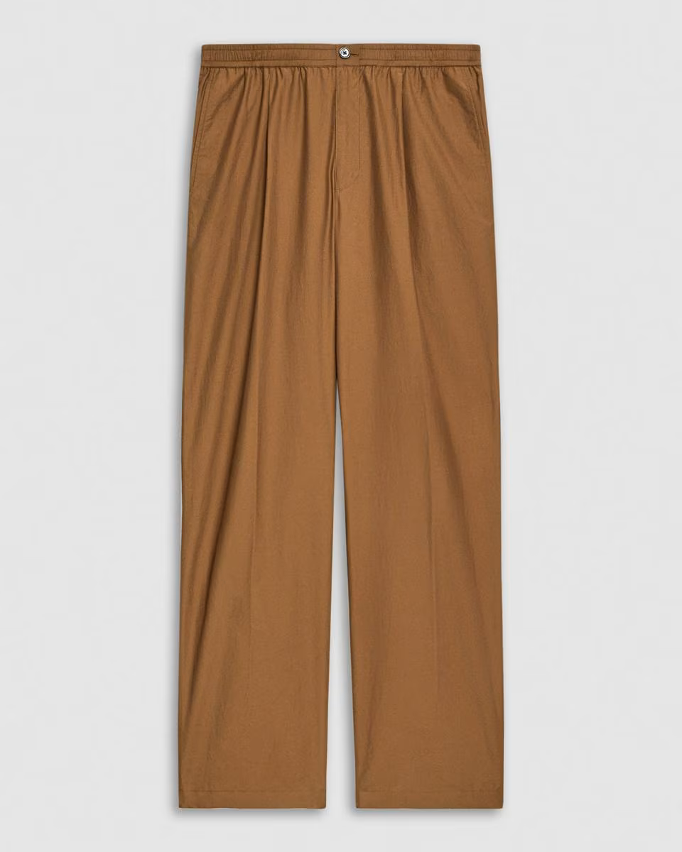 Pleated Drawstring Pant in Cotton-Blend
