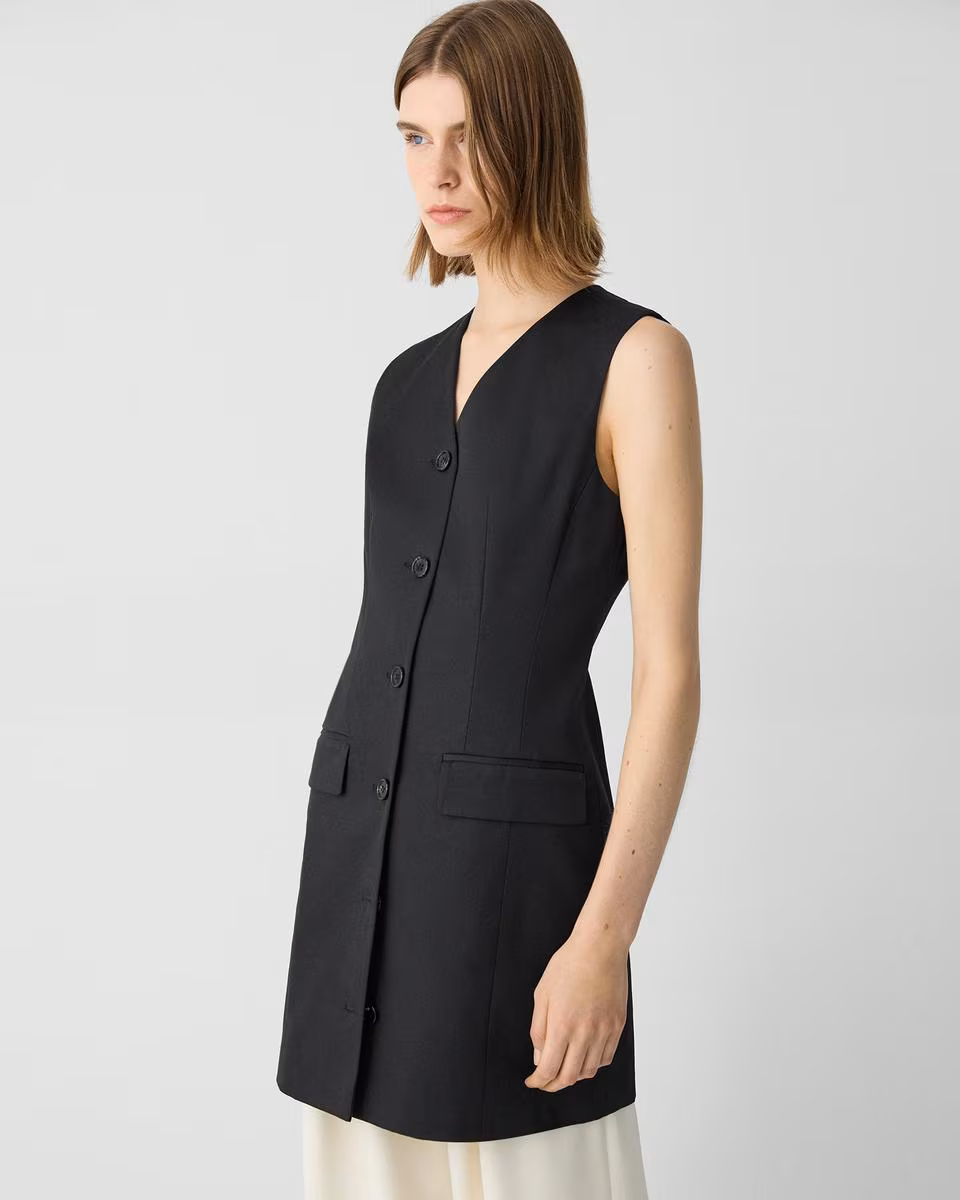 Sleeveless Blazer Dress in Cotton Chino
