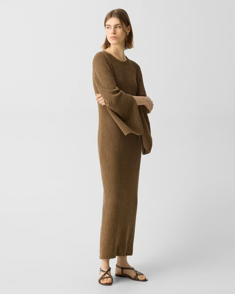 Bouclé Midi Dress in Cotton-Blend