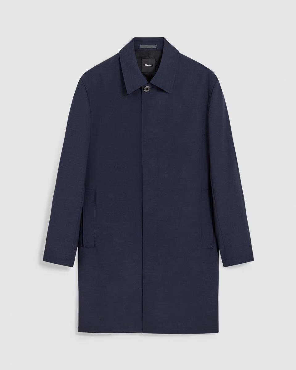 Single-Breasted Overcoat in Stretch Wool