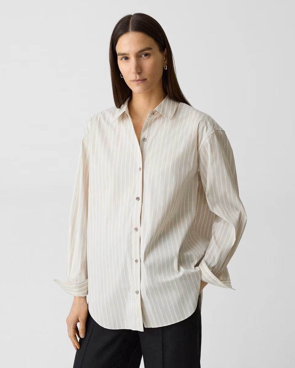 Boyfriend Shirt in Striped Cotton-Blend