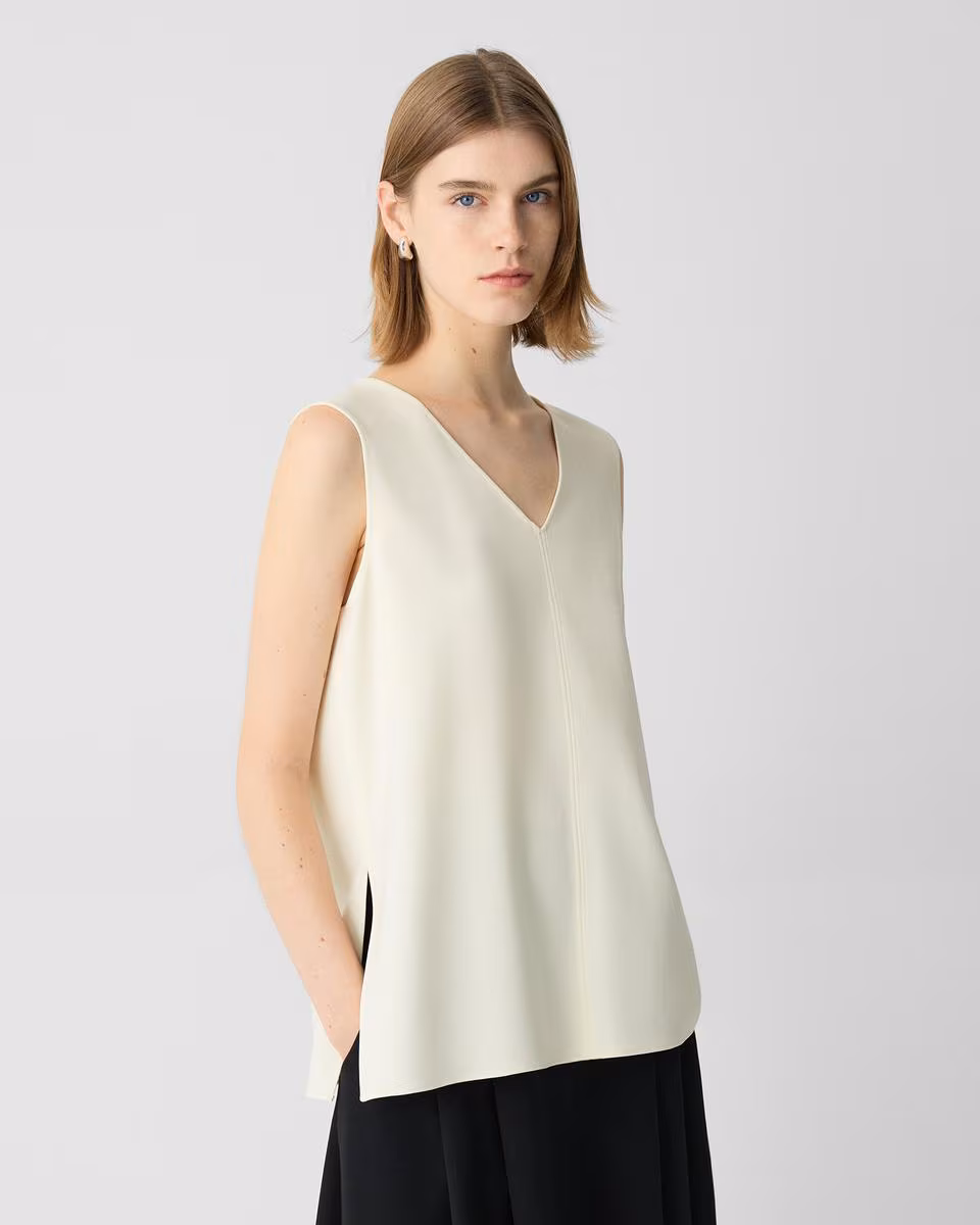 V-Neck Blouse in Admiral Crepe
