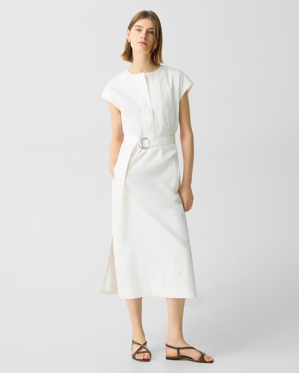 Belted Midi Dress in Good Linen