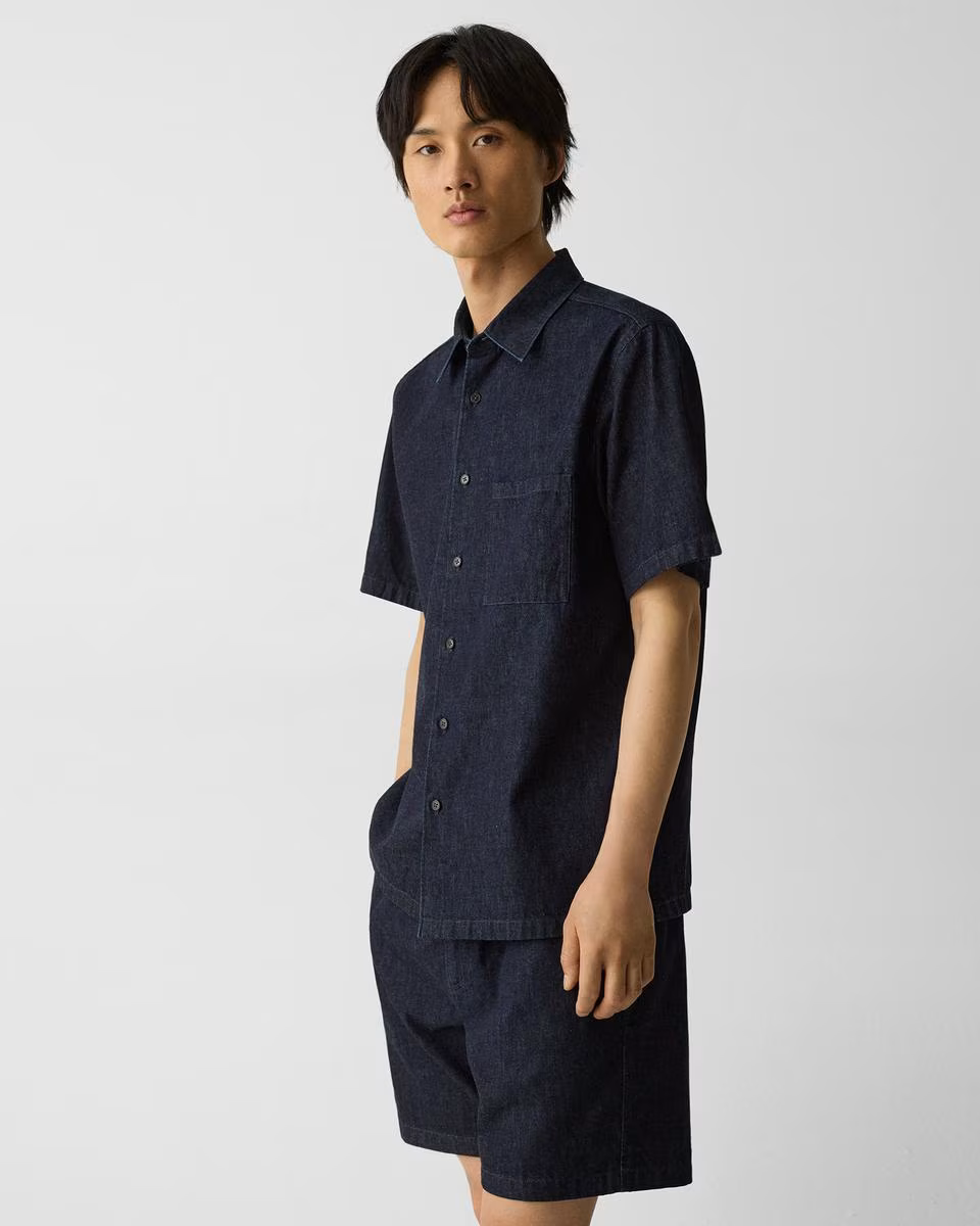 Noll Short-Sleeve Shirt in Summer Denim
