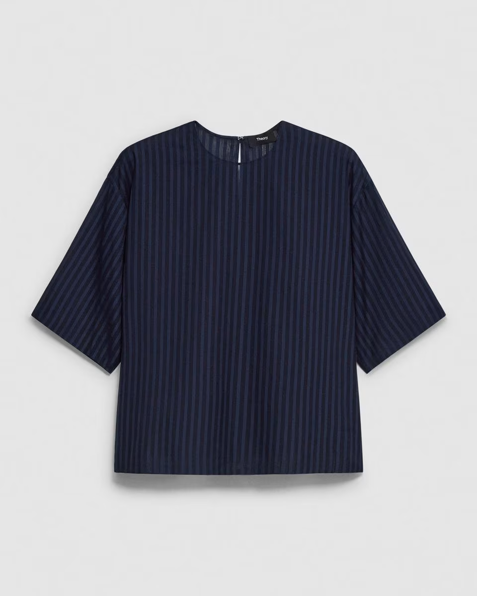 Boxy Tee in Linear Cotton