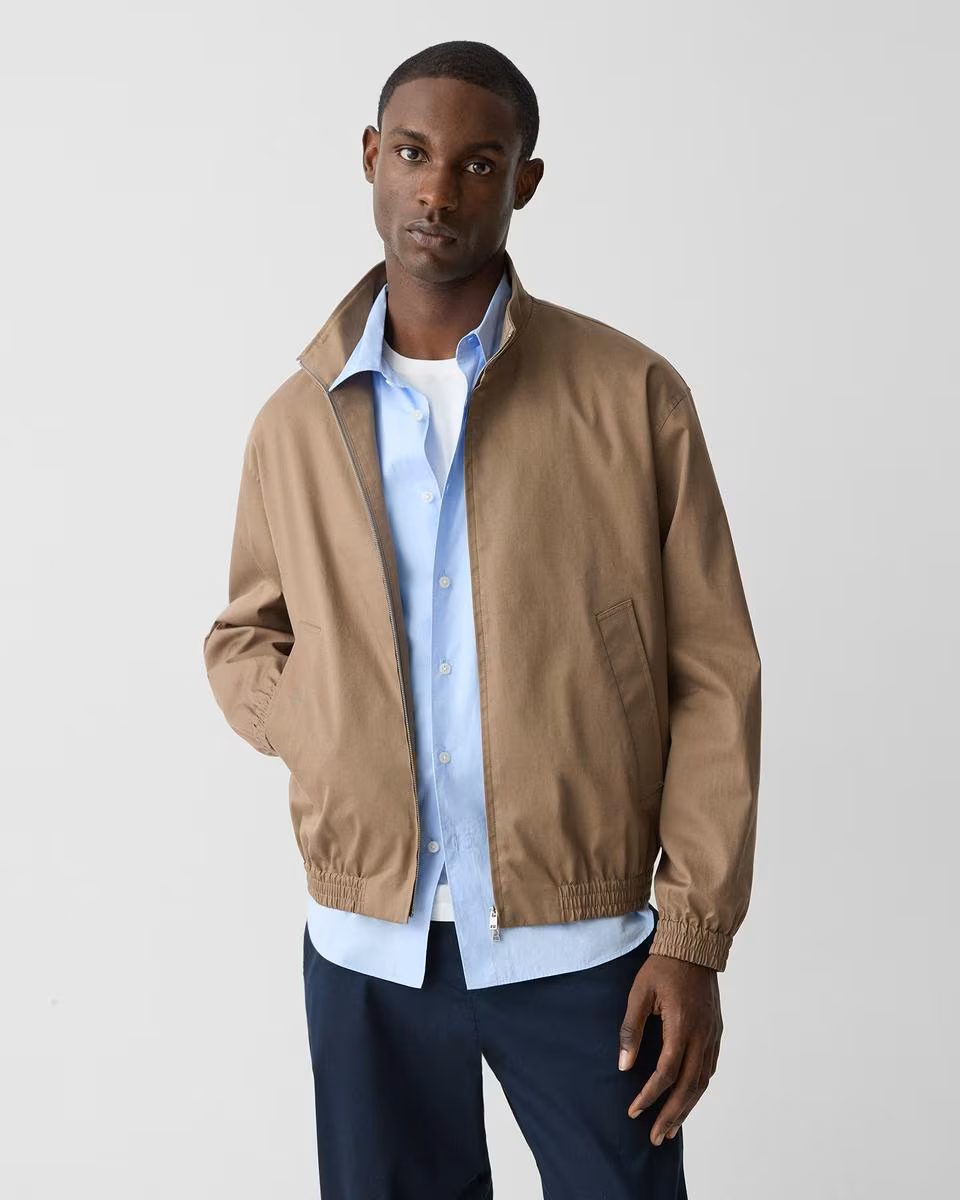 Stand Collar Jacket in Cotton-Blend Twill