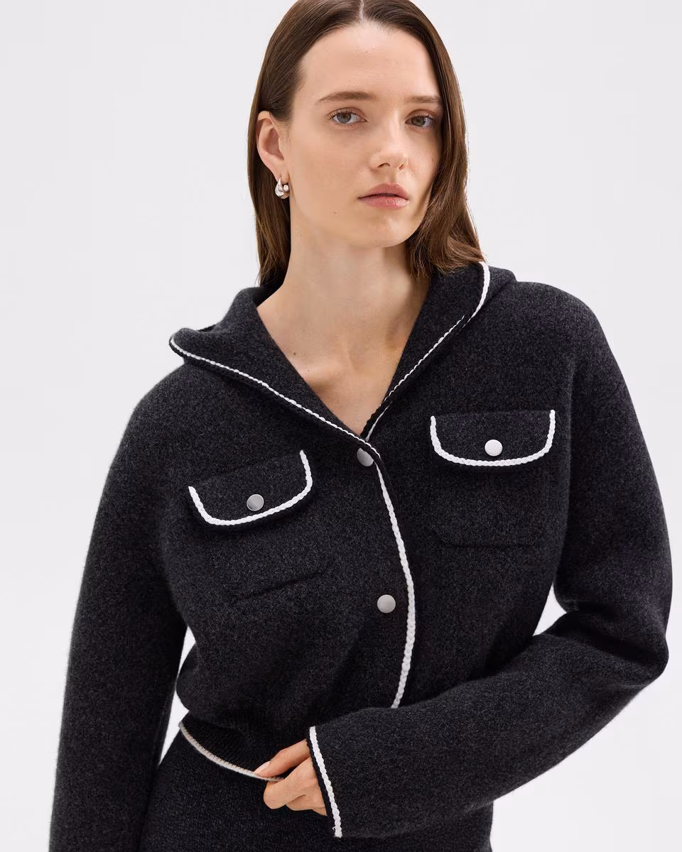 Hooded Cardigan Jacket in Felted Wool-Cashmere
