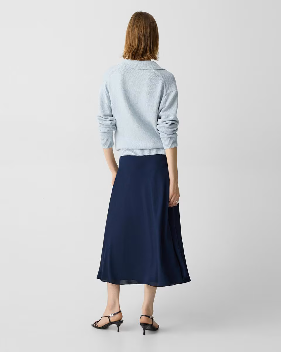 Midi Pull-On Skirt in Silk Georgette