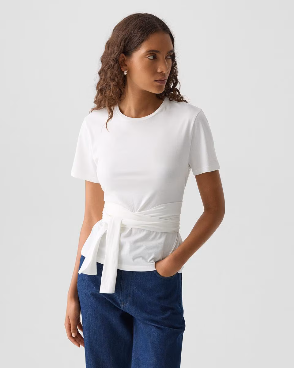 Tie-Front Tee in Cotton