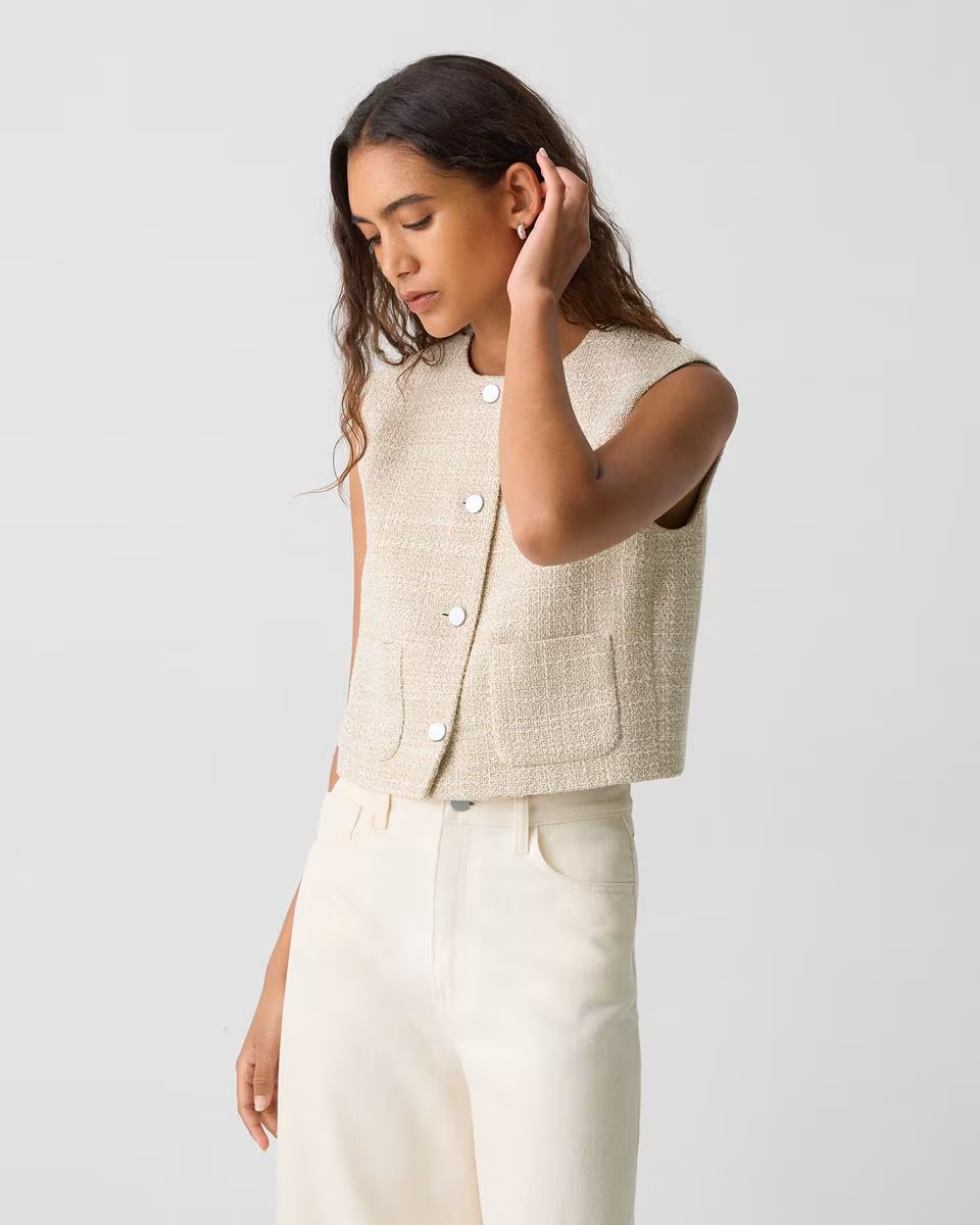 Patch Pocket Vest in Texture Tweed