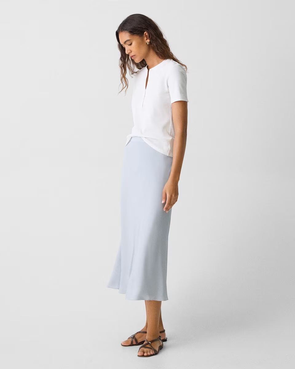 Midi Pull-On Skirt in Silk Georgette