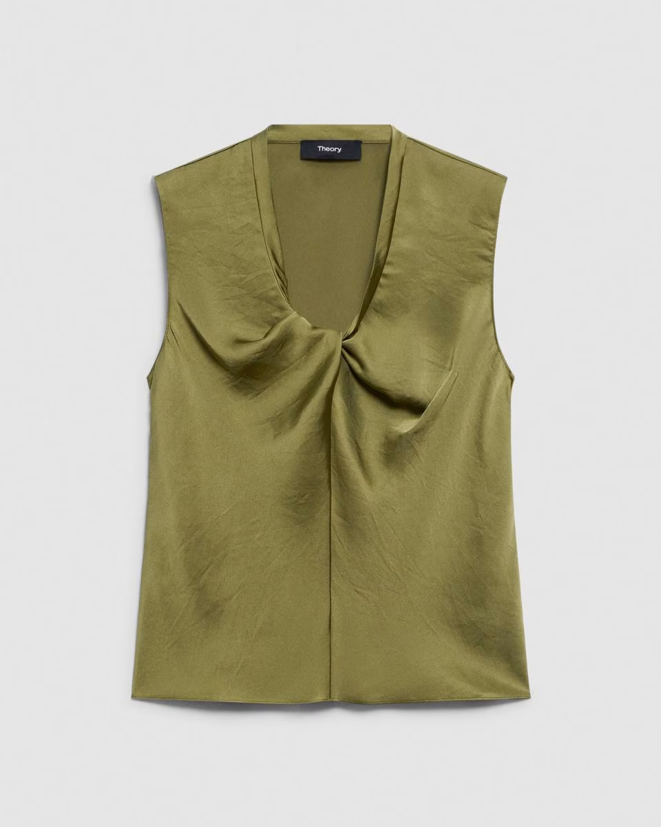 Twist Neck Blouse in Crushed Satin