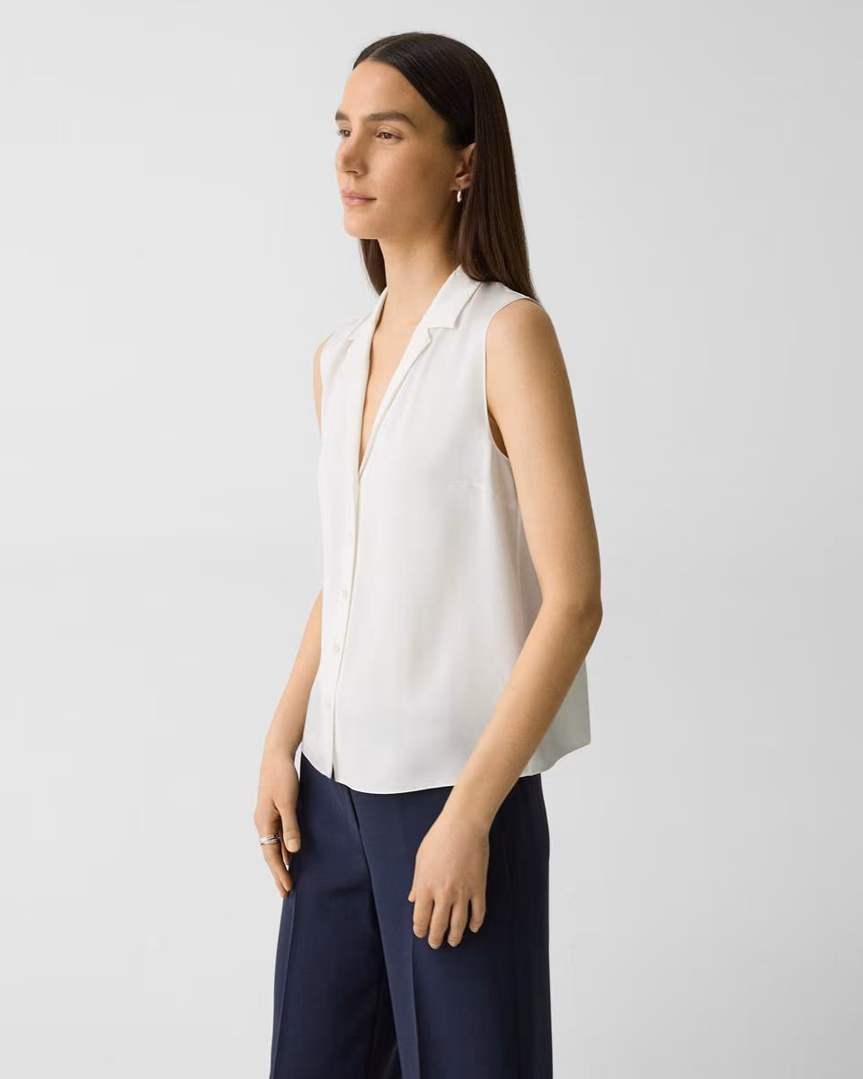 Camp Collar Blouse in Silk Georgette