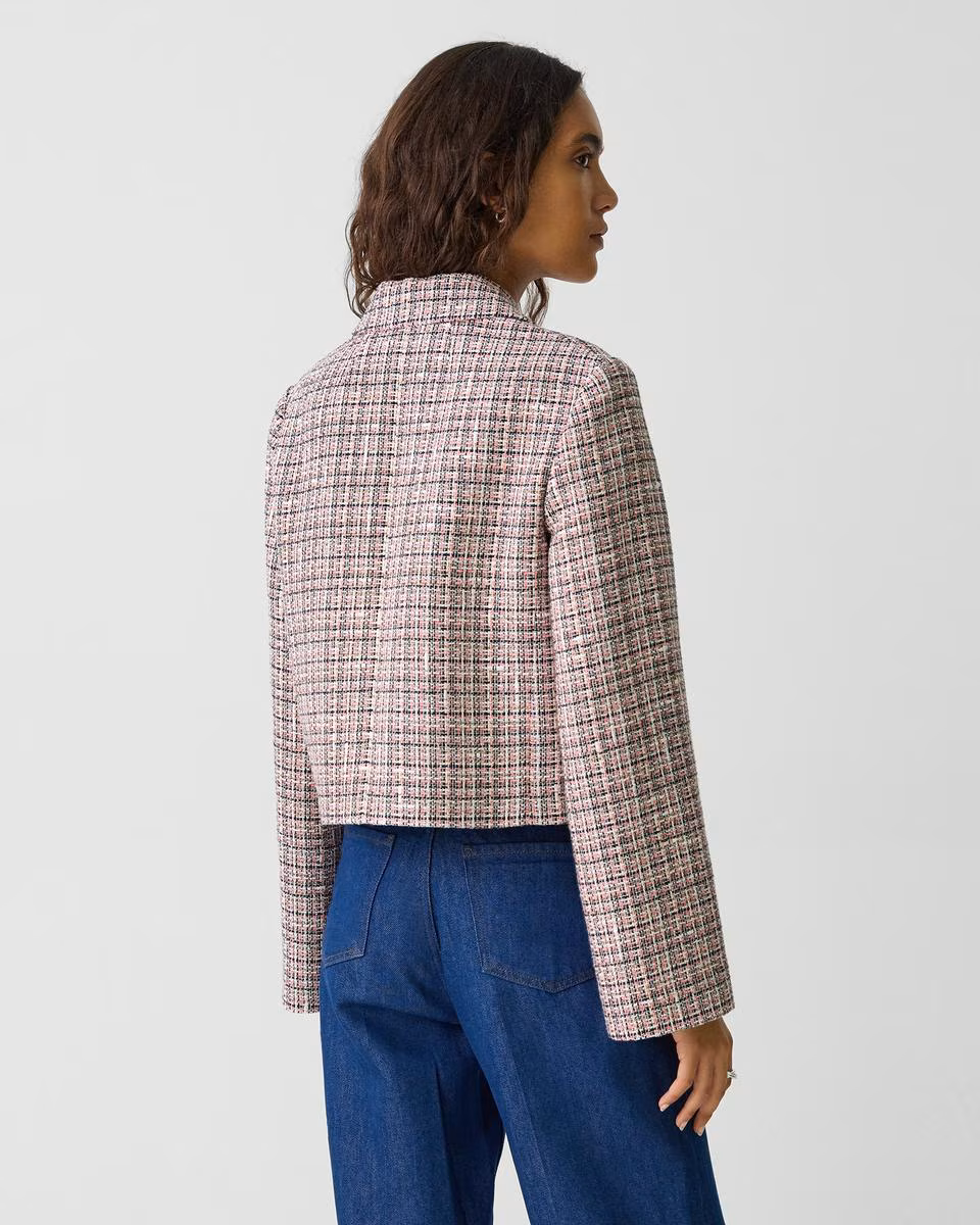Cropped Tweed Jacket in Cotton-Blend