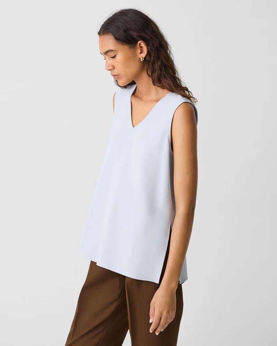 V-Neck Blouse in Admiral Crepe
