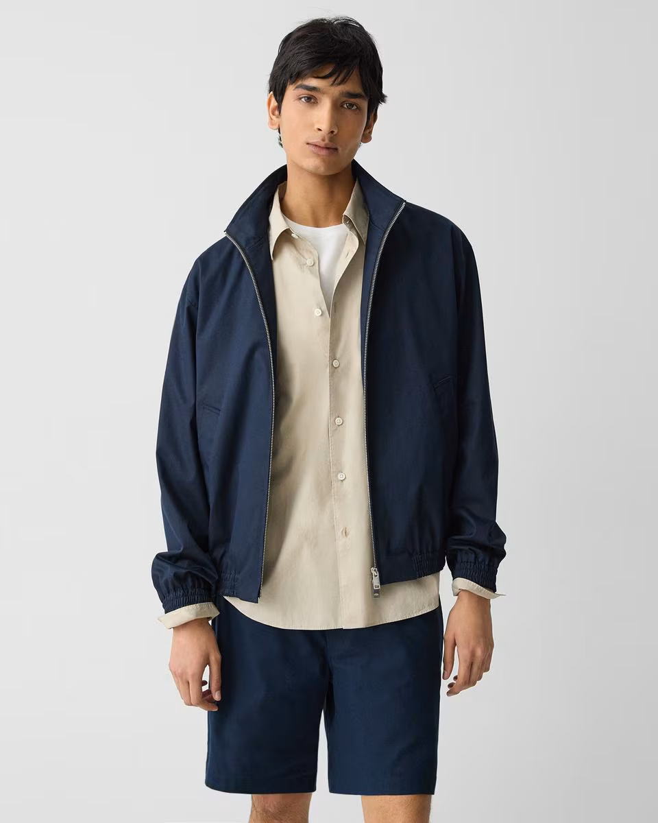 Stand Collar Jacket in Cotton-Blend Twill