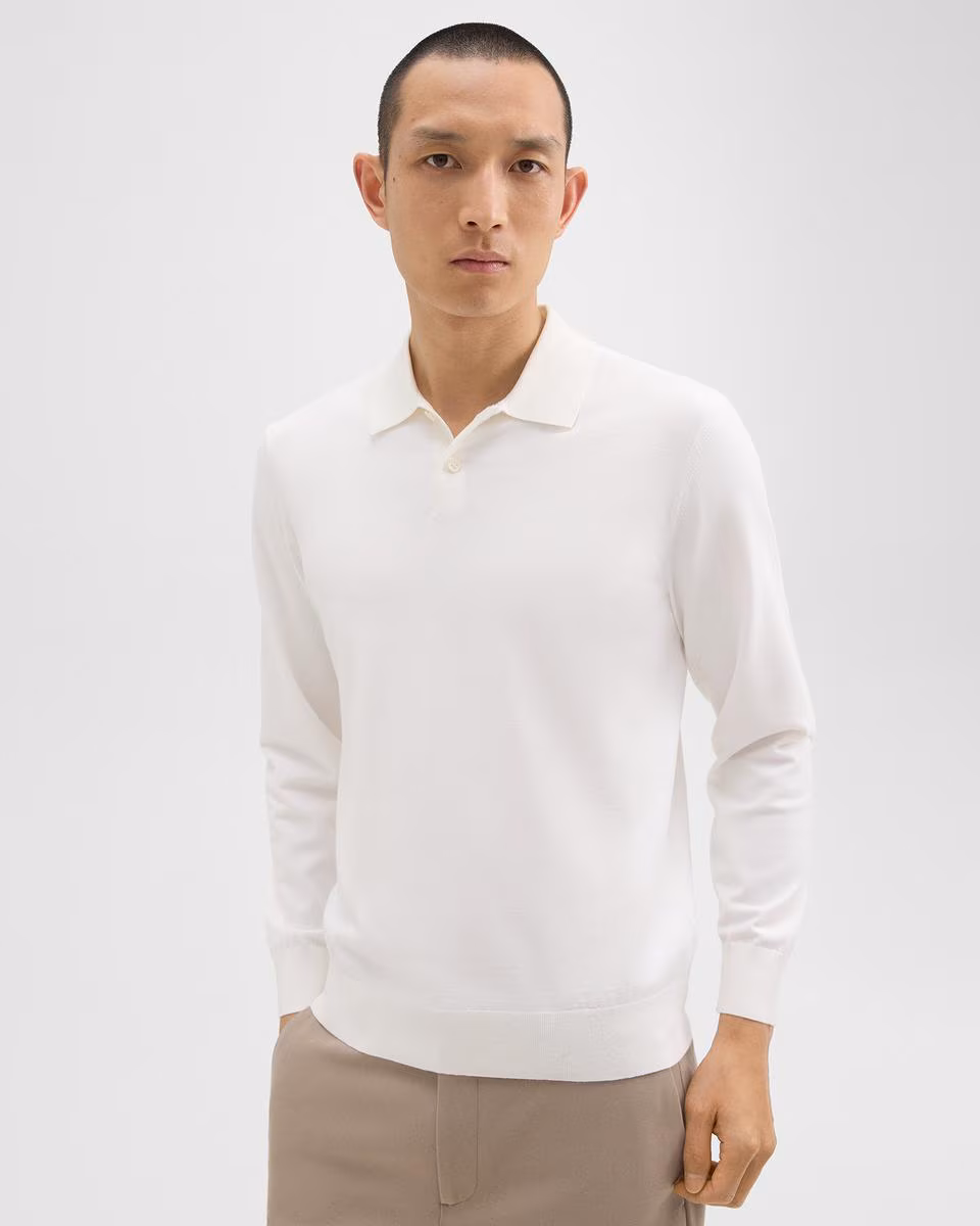 Goris Long-Sleeve Polo Shirt in Light Bilen