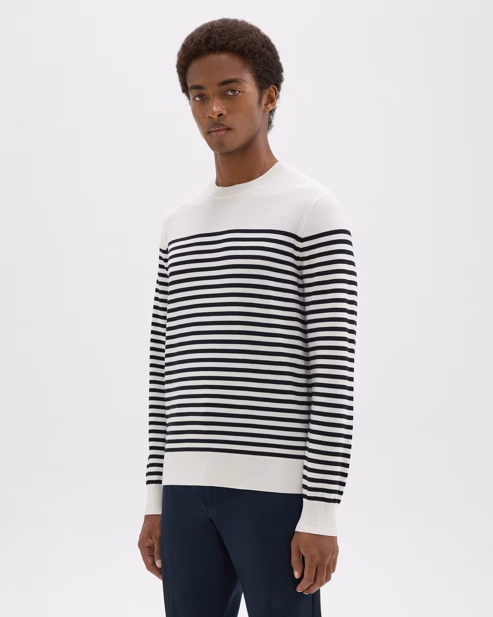 Striped Crewneck Sweater in Merino Wool