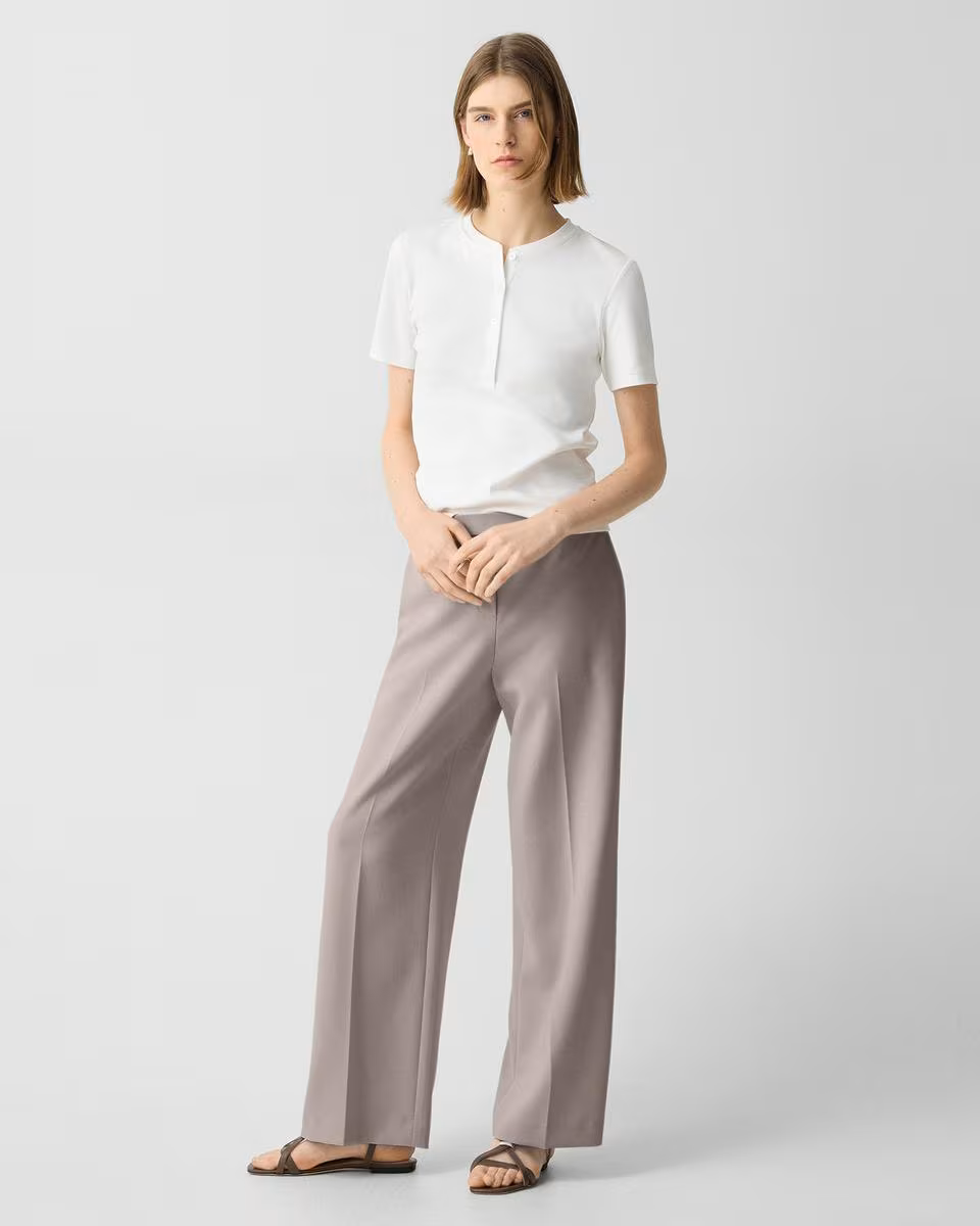 Wide-Leg Pull-On Pant in Admiral Crepe