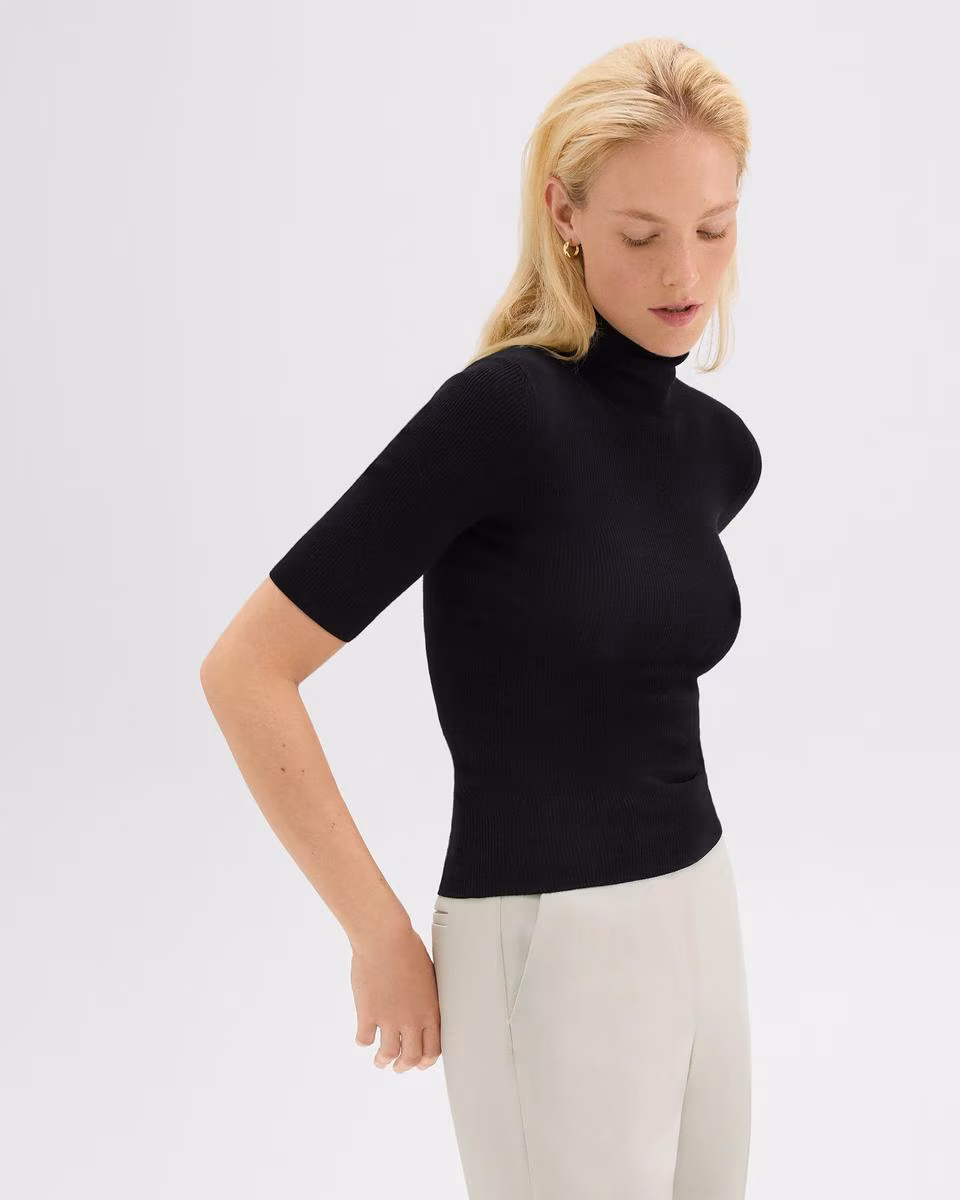 Leenda Short-Sleeve Turtleneck in Regal Wool