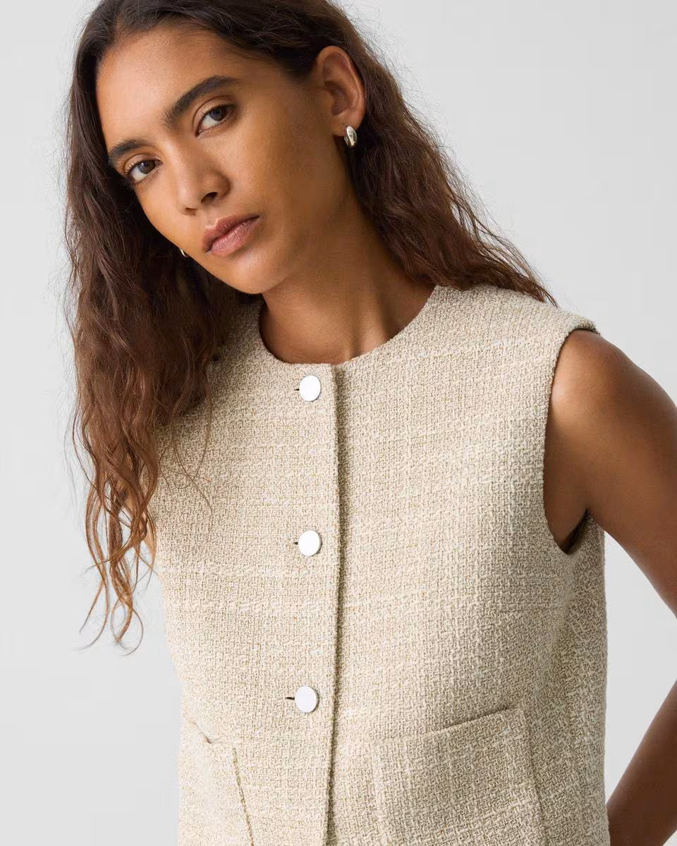Patch Pocket Vest in Texture Tweed