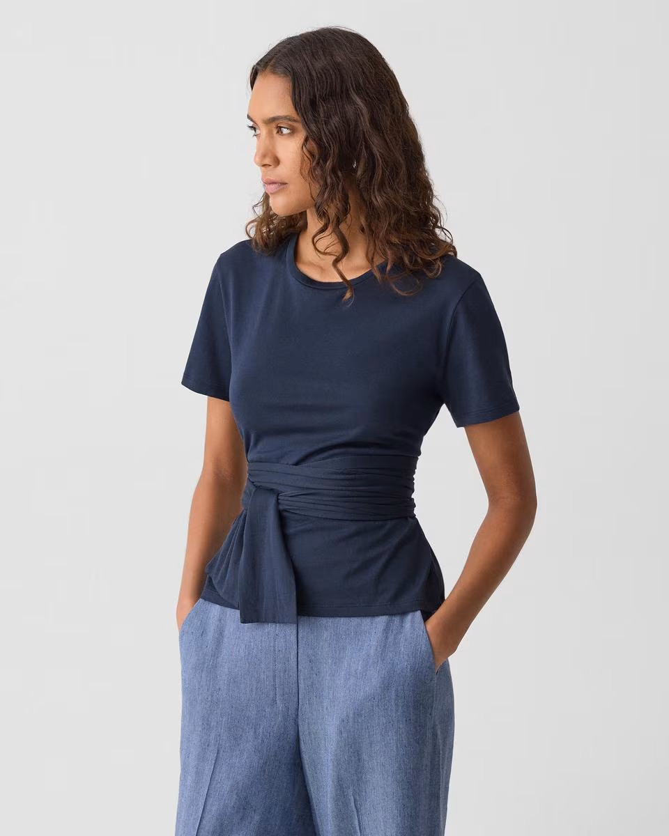 Tie-Front Tee in Cotton