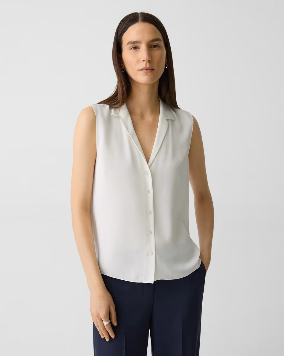 Camp Collar Blouse in Silk Georgette