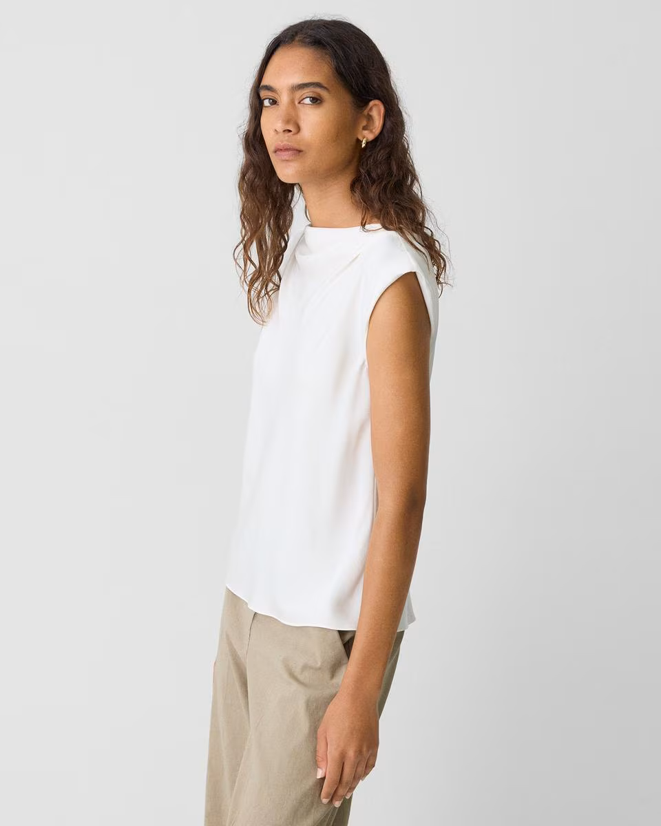 Cowl Neck Top in Silk Georgette