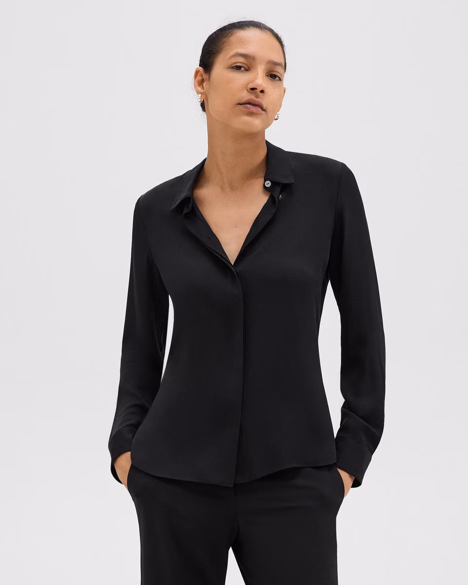 Fitted Shirt in Silk Georgette