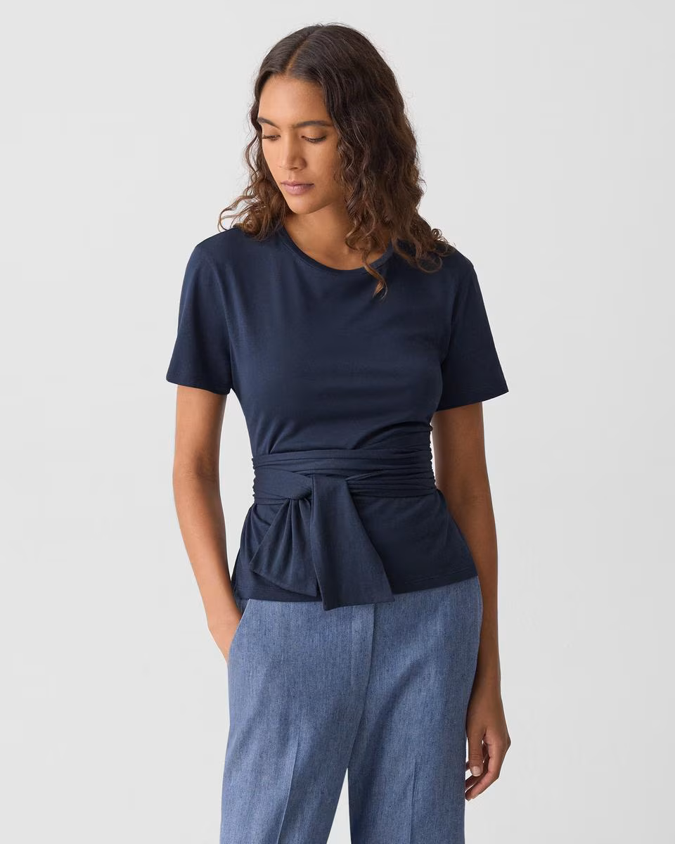 Tie-Front Tee in Cotton