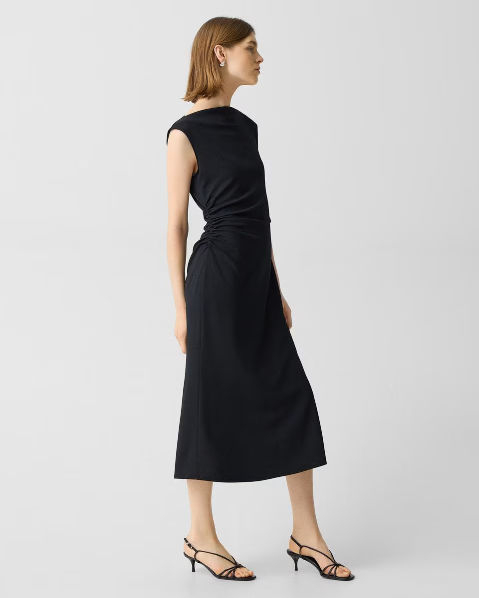 Draped Boatneck Dress in Crepe Jersey