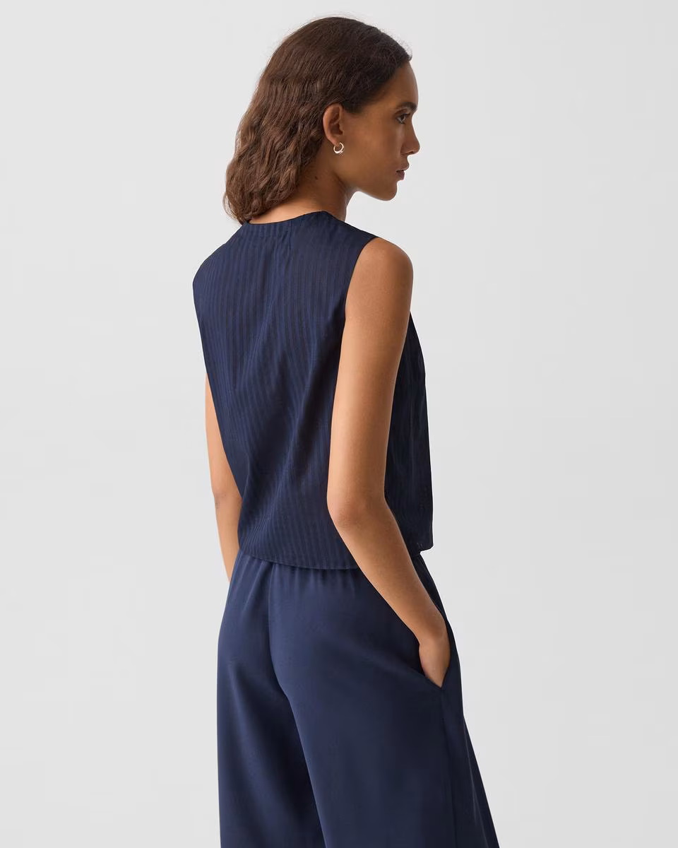 Button-Up Shell Top in Linear Cotton