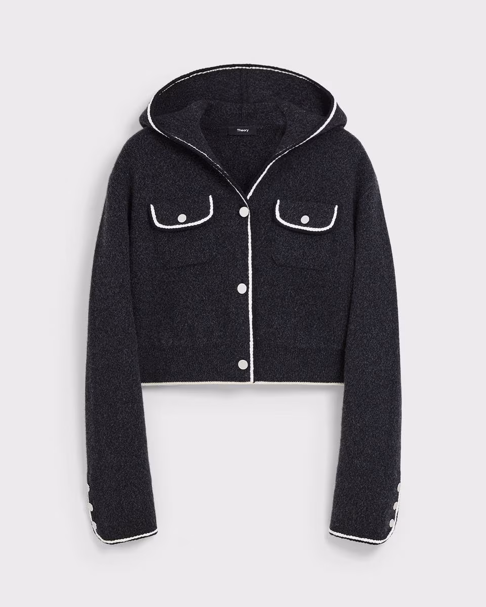 Hooded Cardigan Jacket in Felted Wool-Cashmere