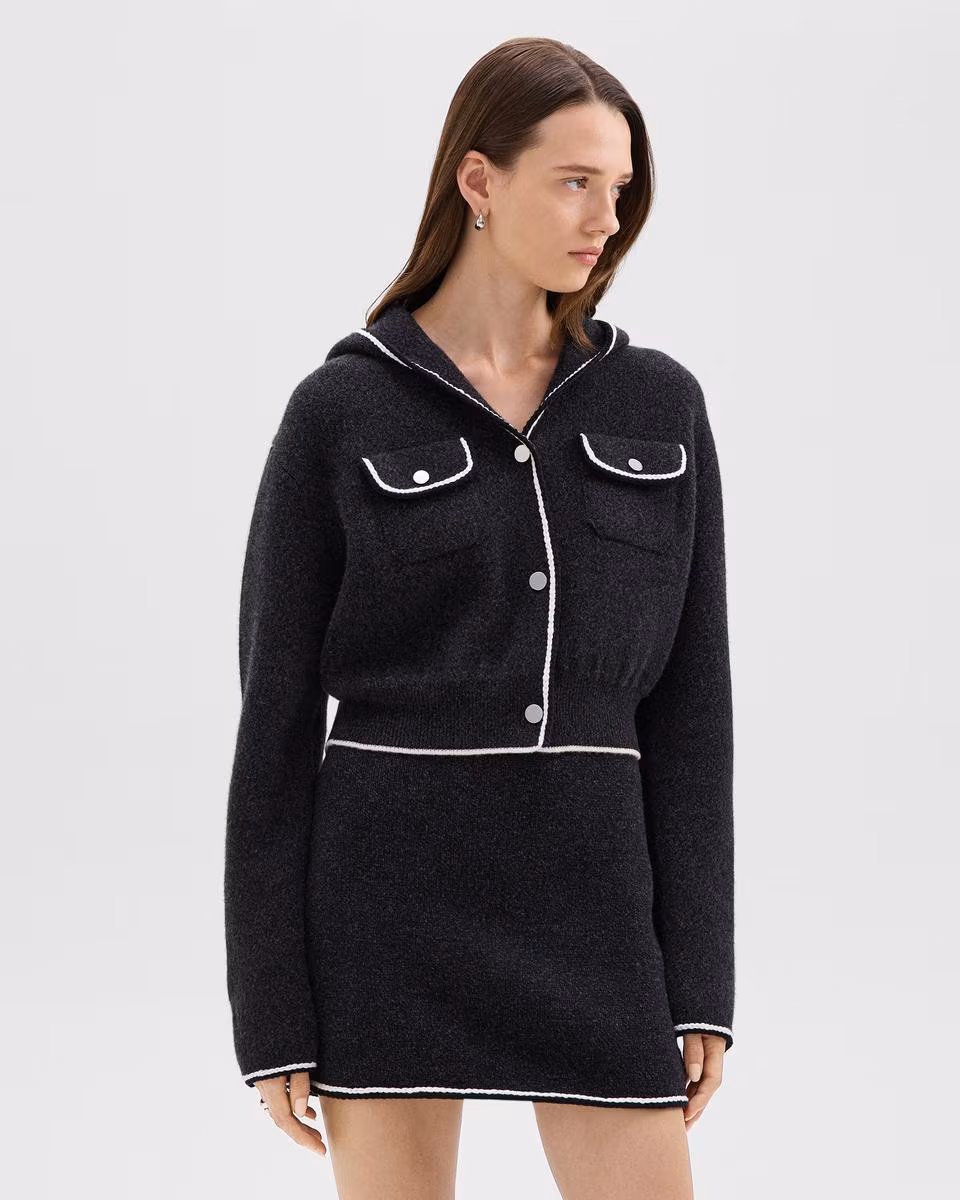 Hooded Cardigan Jacket in Felted Wool-Cashmere