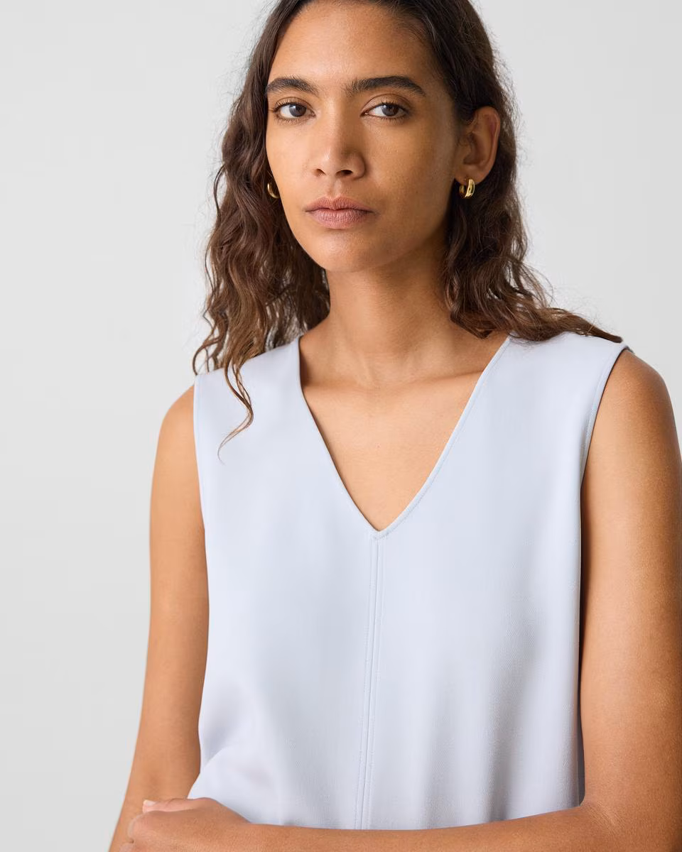 V-Neck Blouse in Admiral Crepe