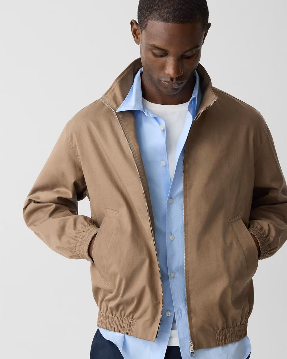 Stand Collar Jacket in Cotton-Blend Twill