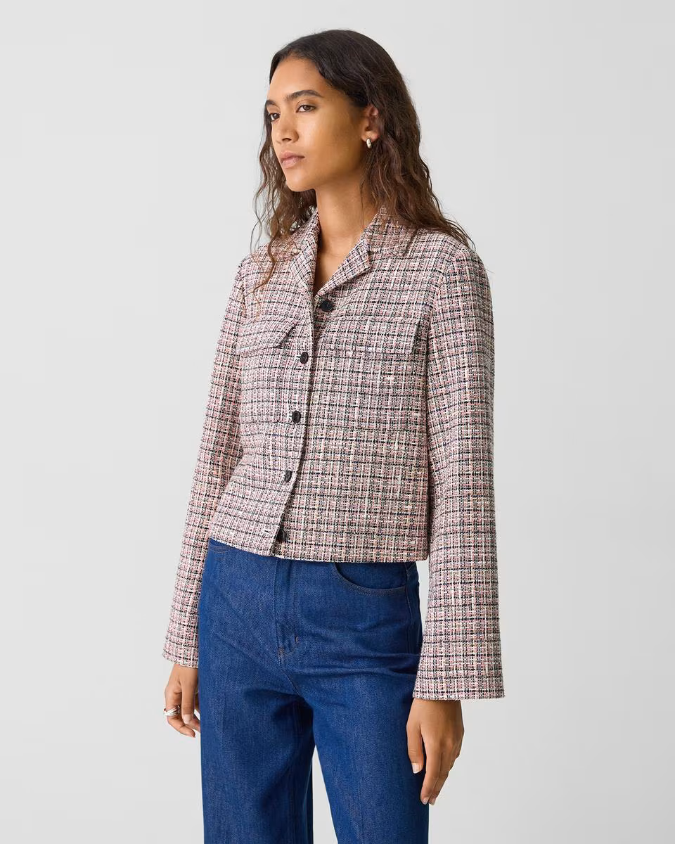 Cropped Tweed Jacket in Cotton-Blend