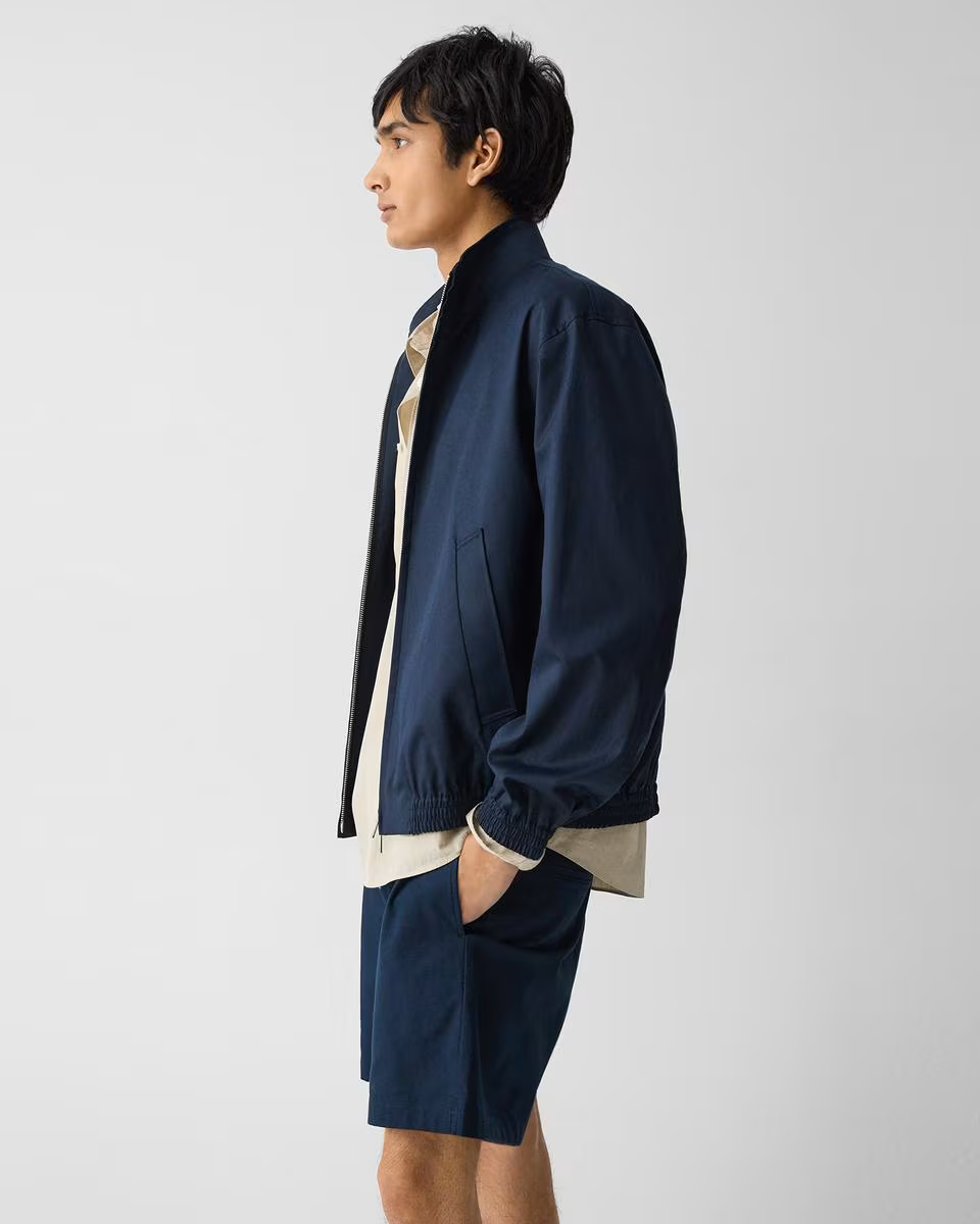 Stand Collar Jacket in Cotton-Blend Twill