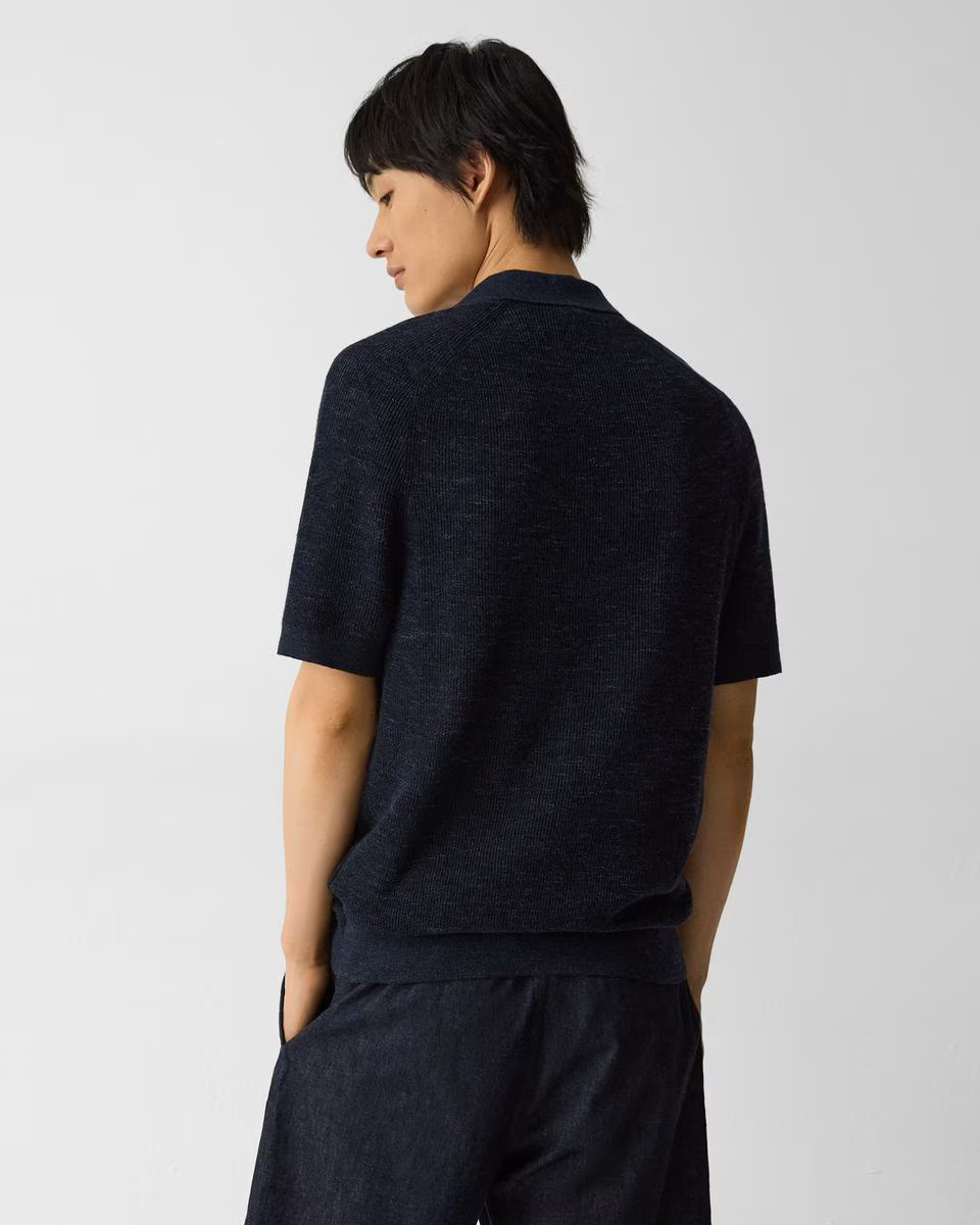 Short-Sleeve Button-Up Shirt in Pacific Linen