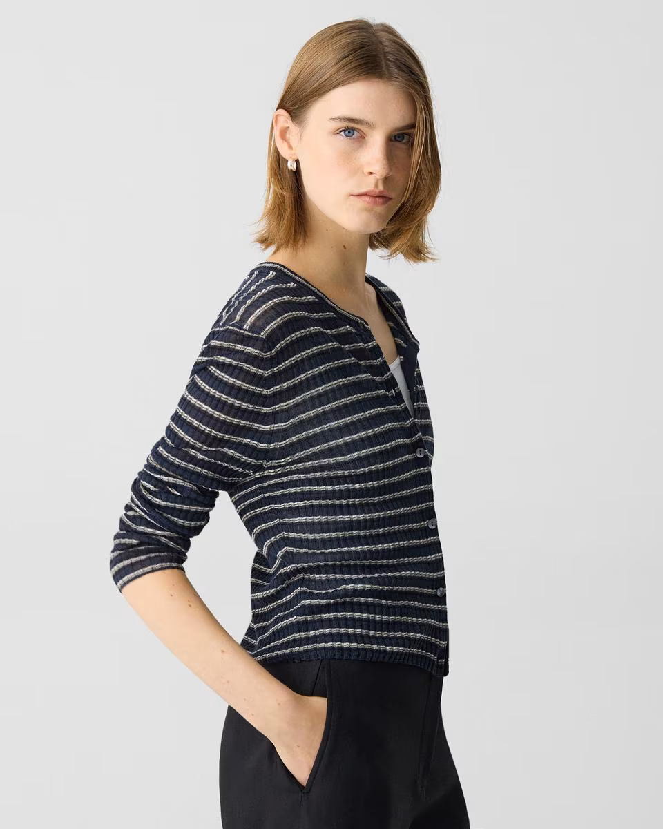 Cropped Cardigan in Linen-Blend