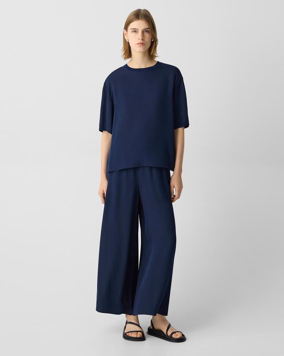 Wide-Leg Pant in Silk Georgette