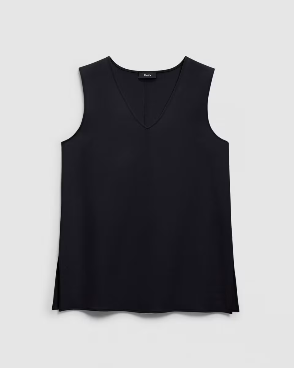 V-Neck Blouse in Admiral Crepe