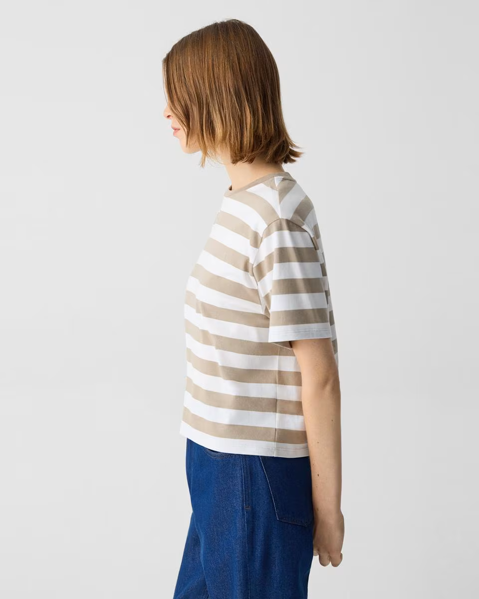Boxy Crewneck Tee in Striped Cotton