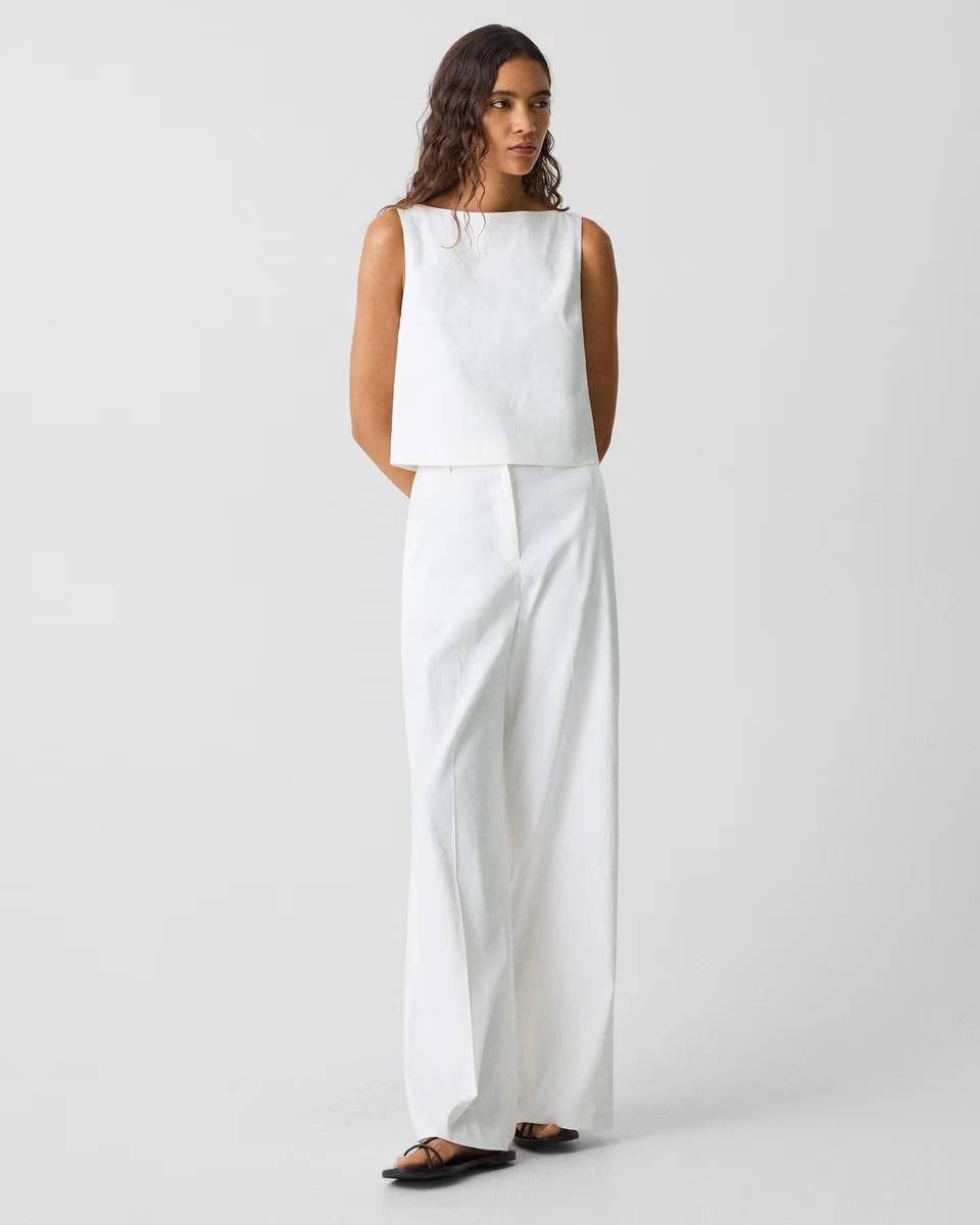 Sleeveless Boatneck Top in Good Linen
